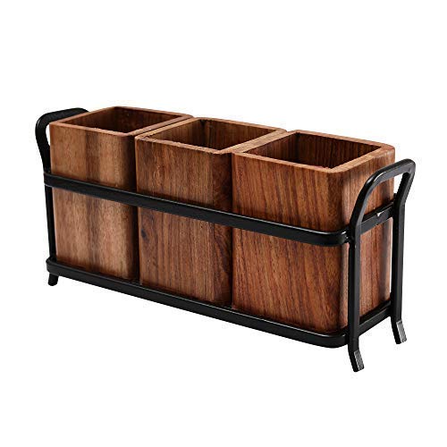 Rustic Wooden Cutlery Holder Stand