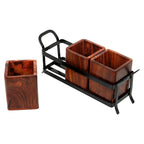 Rustic Wooden Cutlery Holder Stand